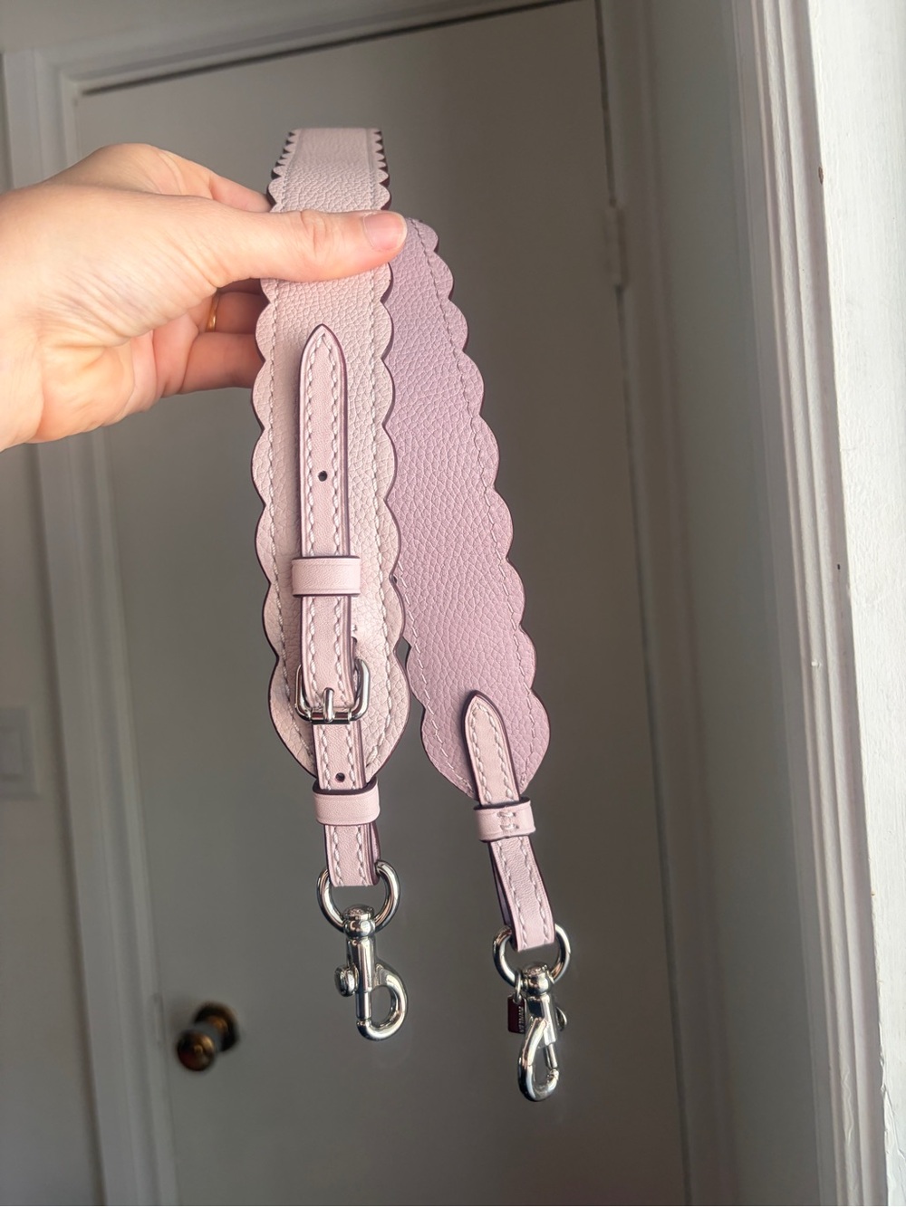 Coach novelty Adjustable Scalloped Leather Bag Strap in Light Pink